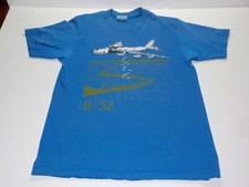 Vintage B52 Bomber T shirt Single Stitch Blue Made In USA (Tagged L Fits S/M)