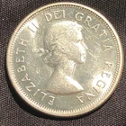 1964 Canada 25 Cents Silver Coin - AU (About Uncirculated) condition