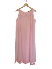 Vtg Gossard Artemis 2 Pc Peignoir Robe Nightgown Double Chiffon Nylon Pink 1104