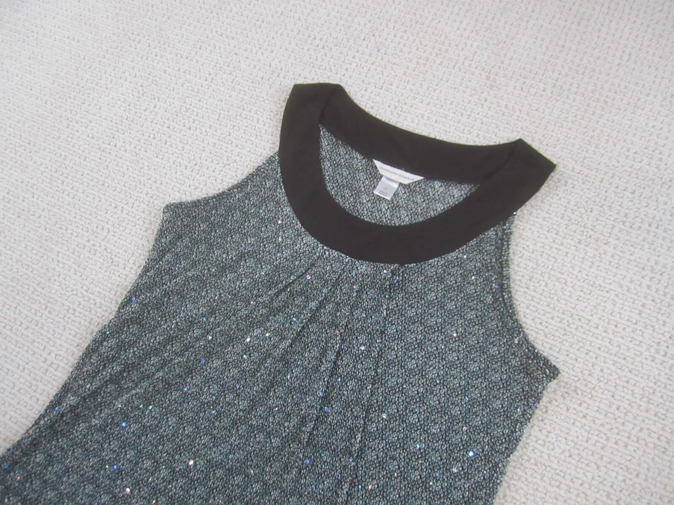 Blusa Christopher & Banks para mujer multicolor sin mangas brillante dobladillo en capas XL Foto 2 de 4