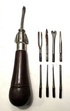 VTG J S Fray & Co Wood Working Carving Chiseling Multi-Tool w/ 9 Total Bits
