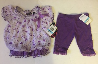 Tempted brand 2pc purple color heart Top / leggings set for size 6/9 M