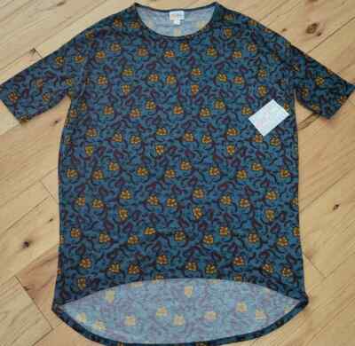 LuLaRoe Irma top tunic tee NWT womens S small teal purple vine gold flower