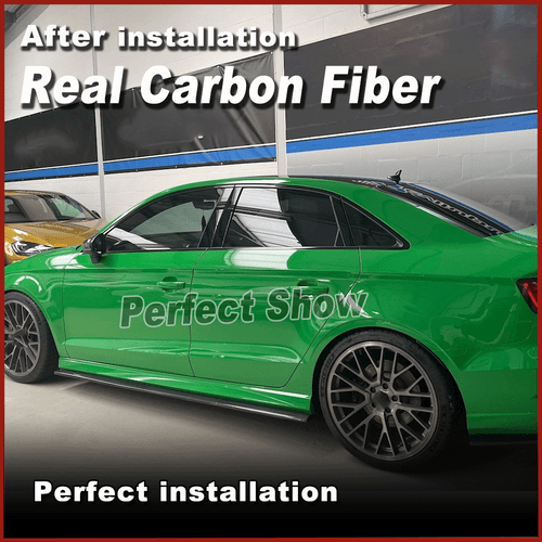 For Audi A3 Sline S3 Sedan 2014-2020 REAL Carbon Side Skirts Bumper Lip Spoiler - Picture 3 of 10