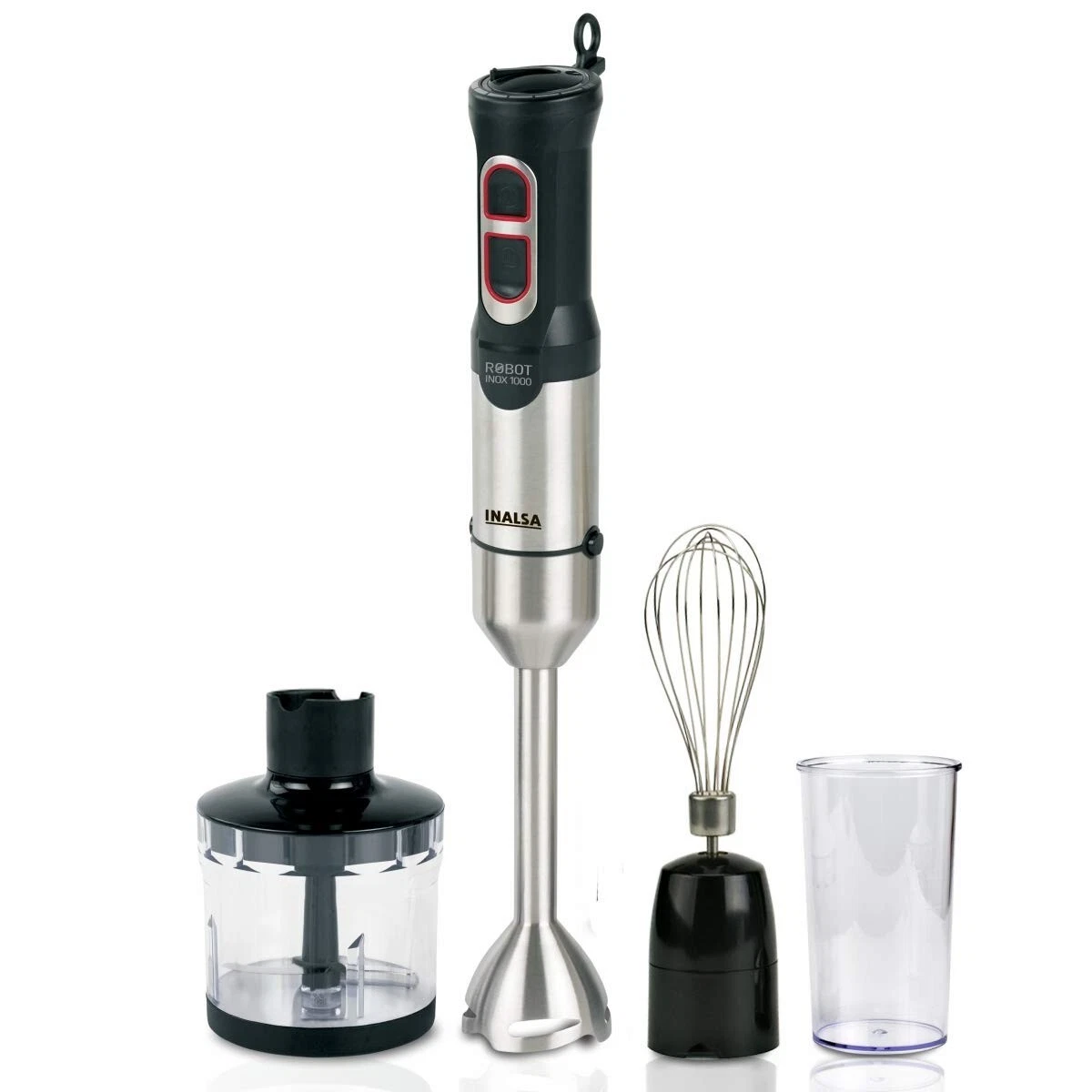 INALSA Hand Blender Robot Inox 1000 Watt with Chopper, Whisker, 600 ml