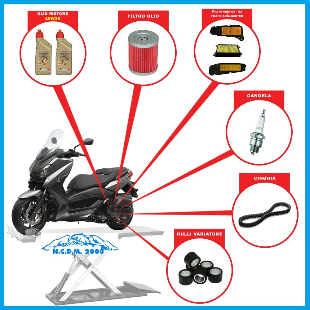 Kit Tagliando Completo Per Yamaha X-Max 400 2014-2018 - Olio Motore, Candela E Filtri - Foto 8