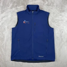 Marmot Approach Vest Mens XlL Navy Blue Outdoor Vest Zip Up Corp Logo Zip Pocket