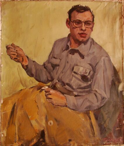 Peinture à l'huile soviétique ukrainienne réalisme impressionnisme portrait homme - Photo 1 sur 7