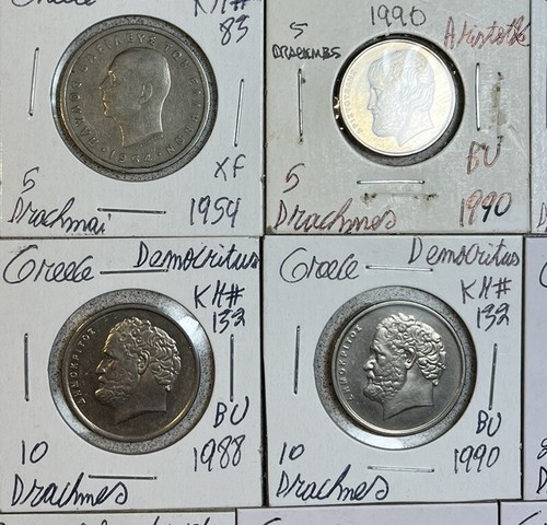 1926 - 2000 Greece 1 to 100 Drachmes High Grades XF - BU Condition 20 Coin Lot - Picture 6 of 20