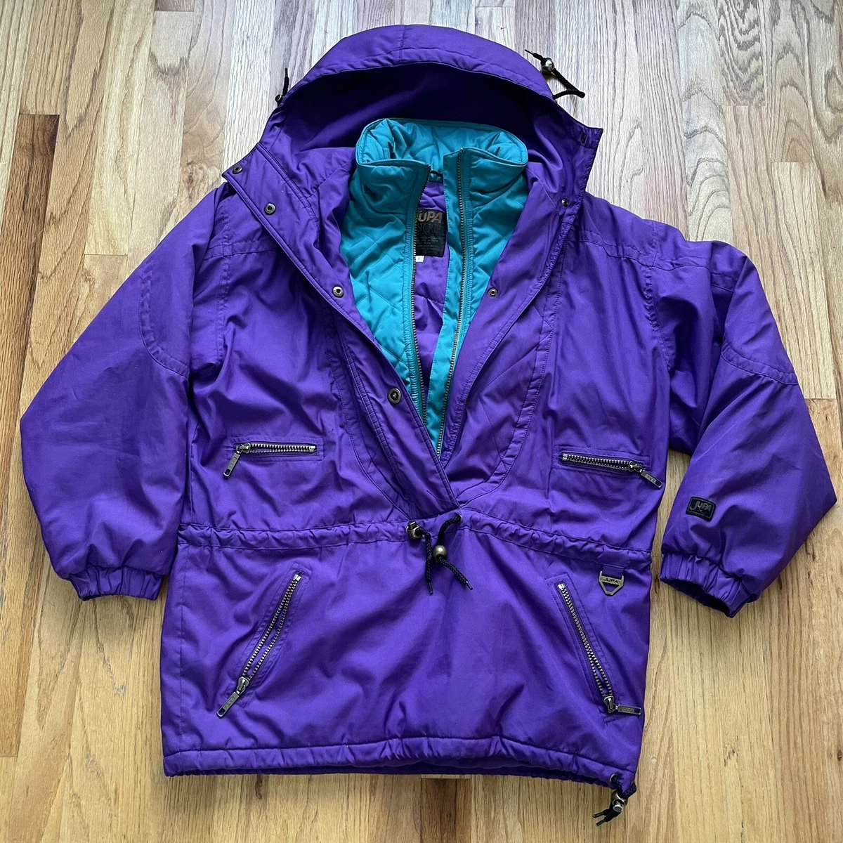 Women s Vintage 80 s JUPA Purple Teal Blue Winter Parka Ski Coat Jacket Sz 8 L