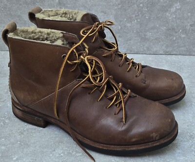 Mens UGG Keaton Casual Dress Brown Leather Sheepskin Lined