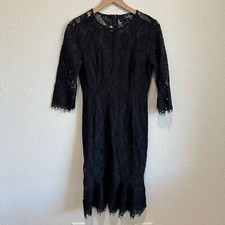 Lulu's Womens Medium Black Lace Midi Whimisgoth Elegant Classy Wedding Dress