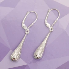 LeCalla 925 Sterling Silver Leverback Tear-Drop Dangle Earrings for Women 38 MM