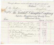 1892 Invoice, The Twitchell-Champlin Company, Portland, Maine, J.E. Voter