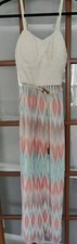 Lily Rose Padded Top Belted Boho Long Maxi Dress Medium Summer Cute!!