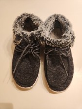 Hey Dude Britt Women's Black/Gray Lace Up Fur Lined Casual Boot Size US 6 EU 37