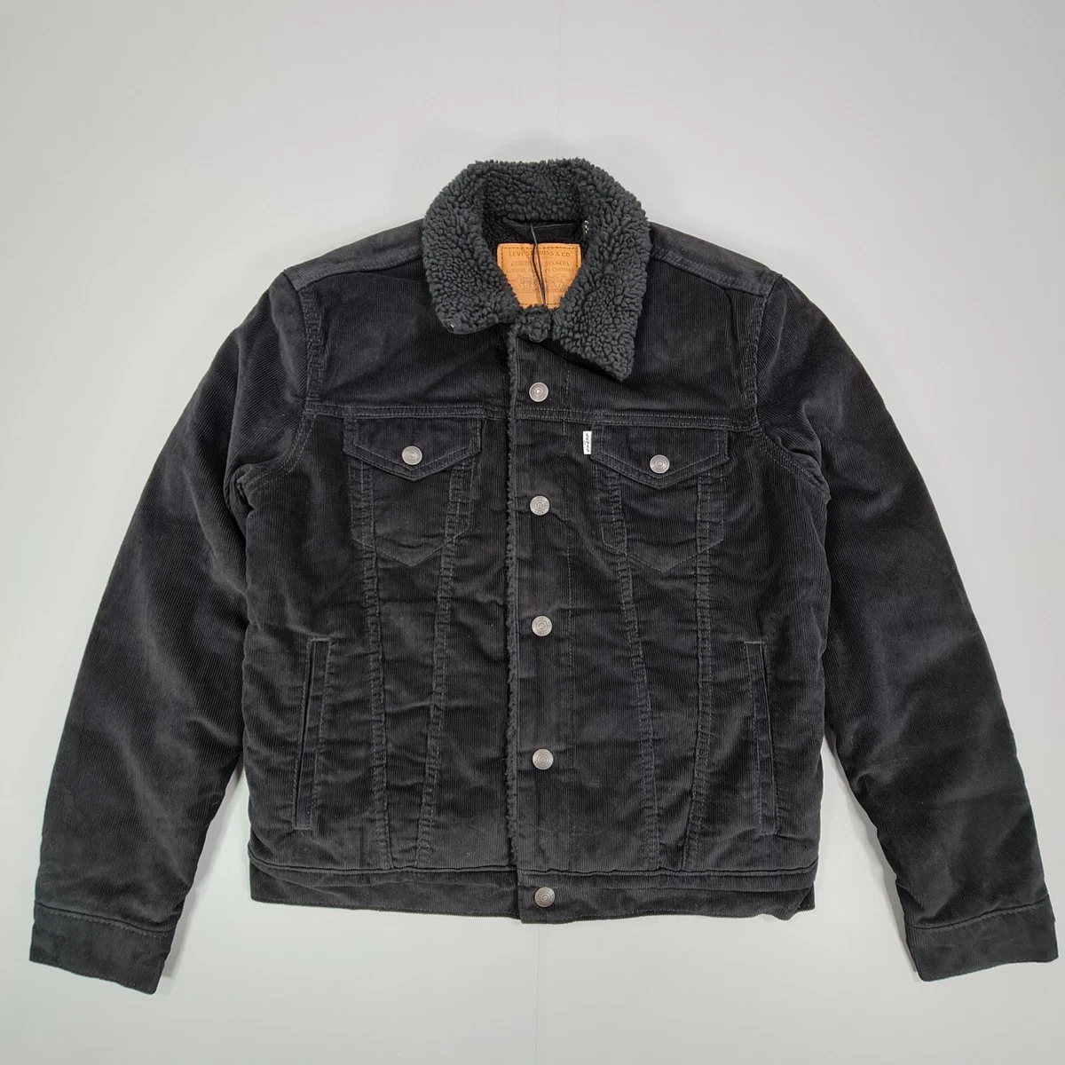 Levis Mens Jacket Black Small Type 3 Sherpa Corduroy Collared eBay