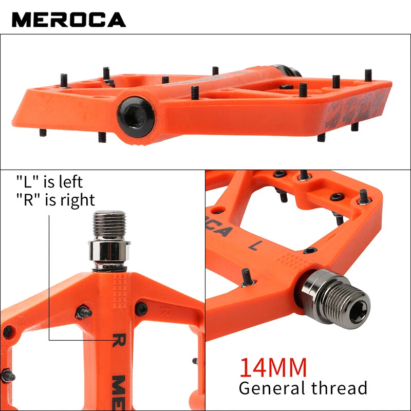 MEROCA 9/16" Bike Pedal MTB Road Bicycle Nylon Sealed Bearing Non-Slip Pedals Foto 3 de 4