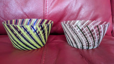 Pair of Vintage Handmade Eastern Art Glass Swirl Bowls