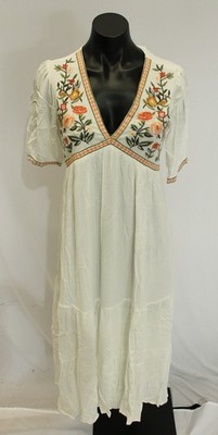 In Loom Women's Casual Floral Embroidered Midi Dress JL3 Ivory Small NWT