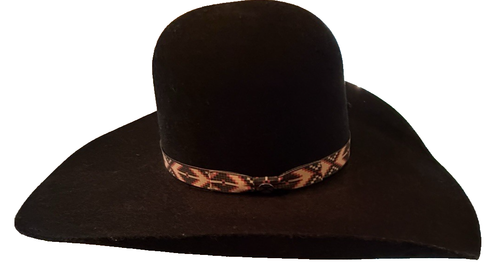 Chapeaux Resistol Hooey col rugueux feutre noir chapeau de cowboy bande aztèque fabriqué aux États-Unis 6 7/8 - Photo 3 sur 8