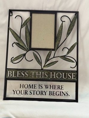 Metal Home Is Where Our Story Begins Home Decor Sign 14'' x 11'' Holds 4''x 6'' pix