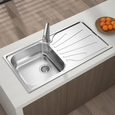 Liquida EUL10SS 1 Bowl Reversible Stainless Steel Kitchen Sink, 965 x 500mm