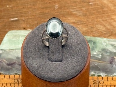 Old Pawn Navajo Sterling Silver Hematite Simple Ring  sz 4--TB521.25
