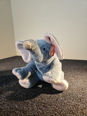 NEW Vintage 2009 TY Pluffies Gray WINKS 10  Elephant Beanie Baby Stuffed Plush