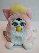 Furby Babies Pink And White Body Yellow Hair Tiger Electronics VTG 1999 Tested