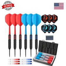 6 Pack Steel Tip Darts,Professional 24 Grams Metal Darts Set Integrated Dart...