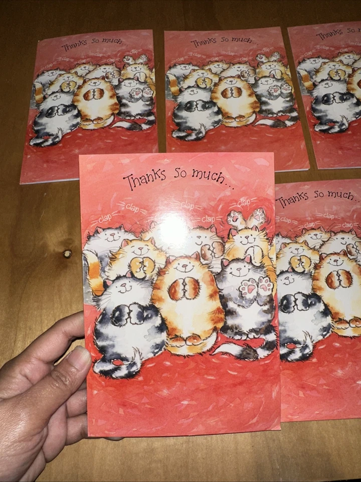 LEANIN TREE THANK YOU CARDS CAT THEME LOT OF 5 WITH ENVELOPES - Image 2 of 4