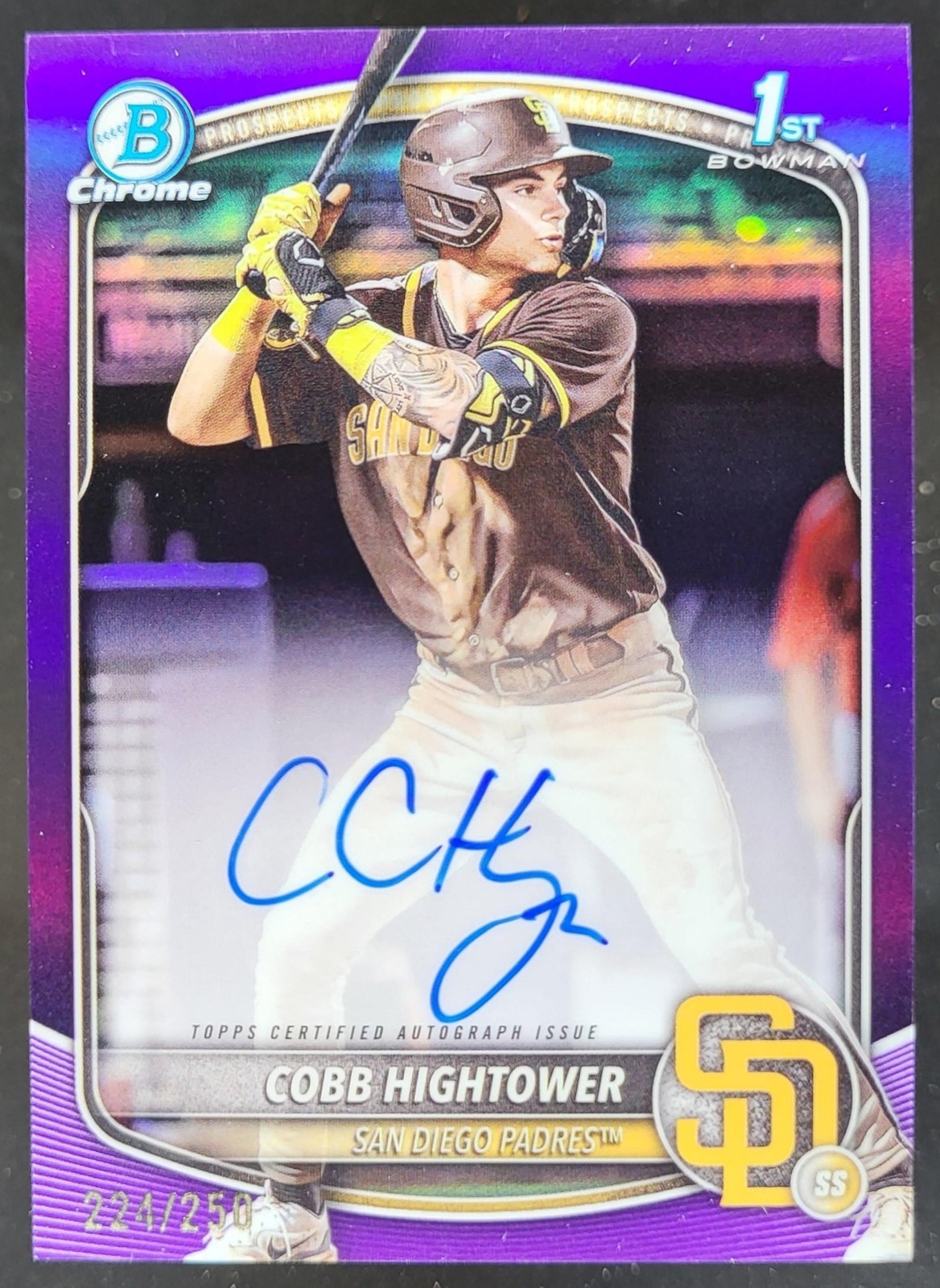 2025 Bowman Cobb Hightower Chrome Auto Purple Refractor /250 1st Padres DD5
