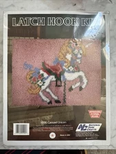 Vintage NEW Carousel Unicorn Latch Hook Kit  National Yarn Crafts R886 20" x 27"