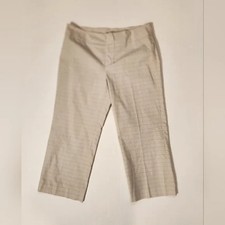 VTG Y2K Kenneth Cole New York Beige Cream Plaid Capris Cropped Pants Size 8 EUC