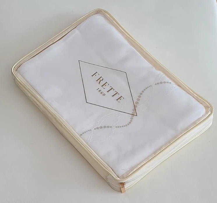 Funda nórdica Frette perlas luminiscentes bordadas reina leche/dorado algodón Italia Foto 4 de 4