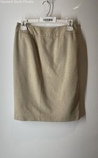 Calvin Klein Womens Beige Flat Front Back Slit Straight  Pencil Skirt No Size
