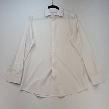 Mizzen Main Leeward Dress Shirt Mens Medium White Trim Fit Performance Stretch