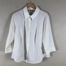 Kathy Che Shirt Women 16 Cream Pleated Classiccore Corpcore Professional Neutral