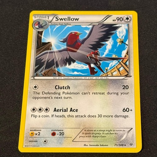 Swellow 71/108 Rare Roaring Skies Pokemon Near Mint