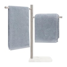 Standing Hand Towel Holder, Hand Towel Stand with Marble Base, Brushed Nickel
