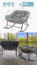 450 lb Capacity Outdoor Rocking Chair with Cushion