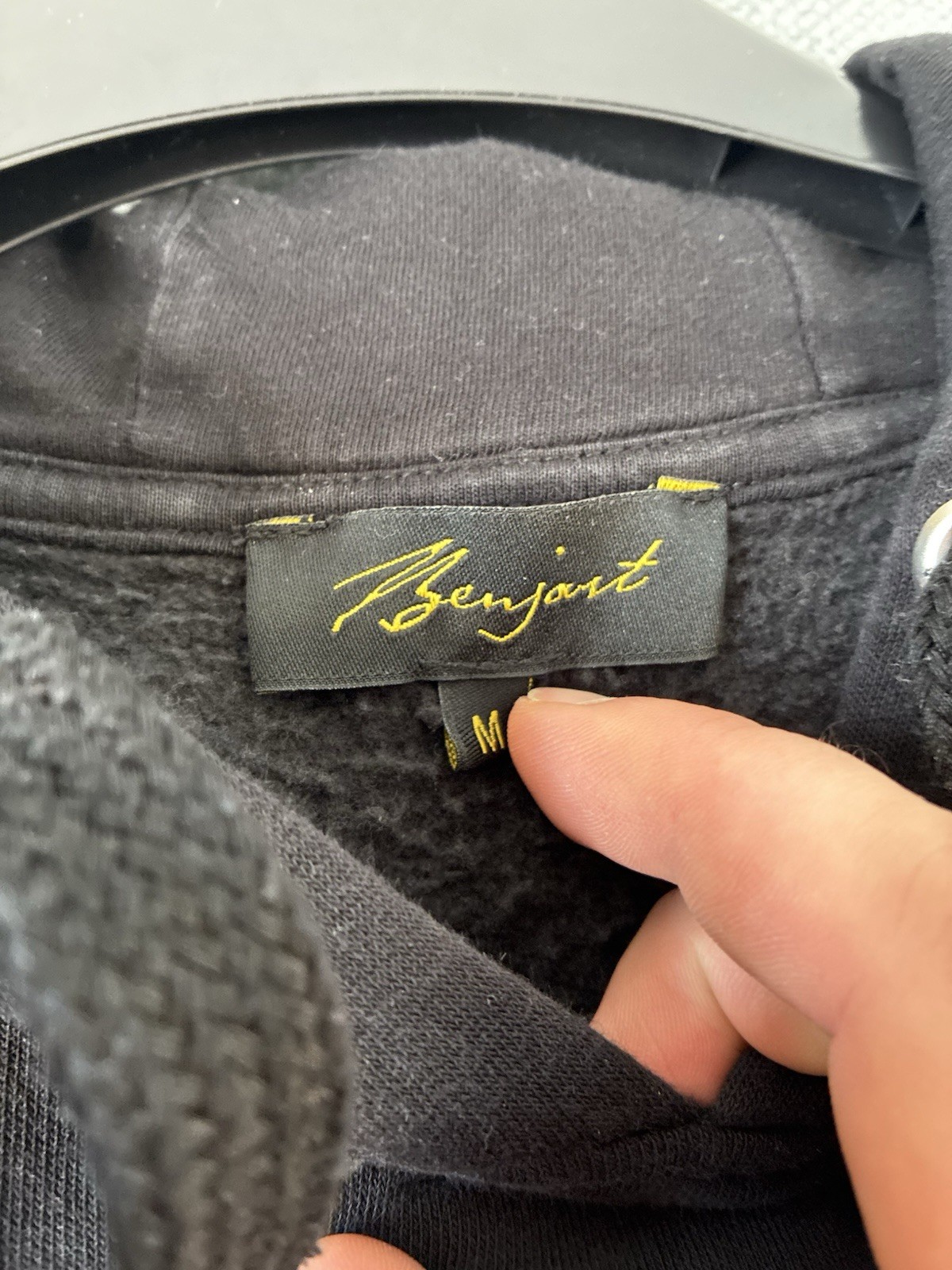 Benjart Mens Black Graphic Logo Pullover Hoodie Size Medium image 3