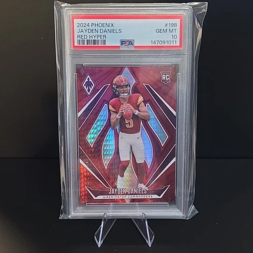 2024 Panini Phoenix Jayden Daniels #198 Red Hyper Rookie PSA 10 Commanders /140