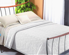 Coperta Copriletto Broccato Piquet Roseto Bianco Pizzo 100% Cotone Made in Italy