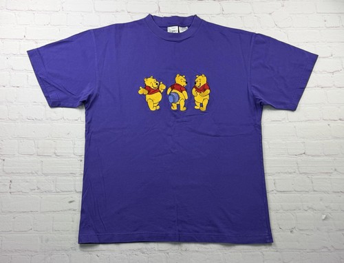 Vintage 90s Disney Store Winnie The Pooh Embroidered T Shirt Purple - Large