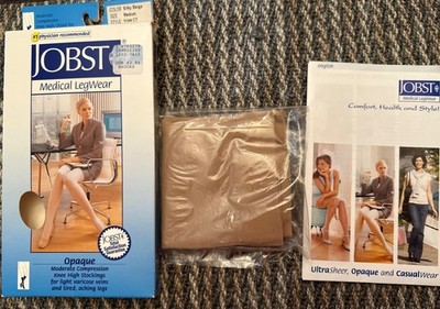 Jobst Opaque Compression Stockings 15-20 Closed Toe Knee Highs Silky Beige NEW
