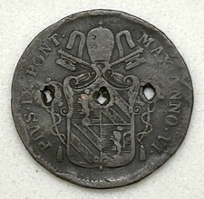 1851 Italy Papal States 1 Baiocchi 