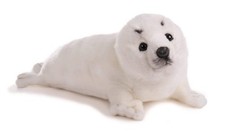 HANSA Harbor Seal Plush Toy Cream Realistic Stuffed Animal 38cm Japan Brand