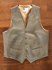 VTG SCULLY Leather Vest Tan Western Button up pockets Lined Men 42R
